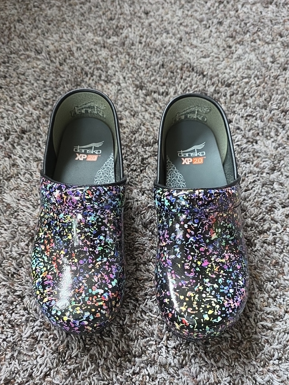 Dansko Kids Black Multicolor Confetti Clogs